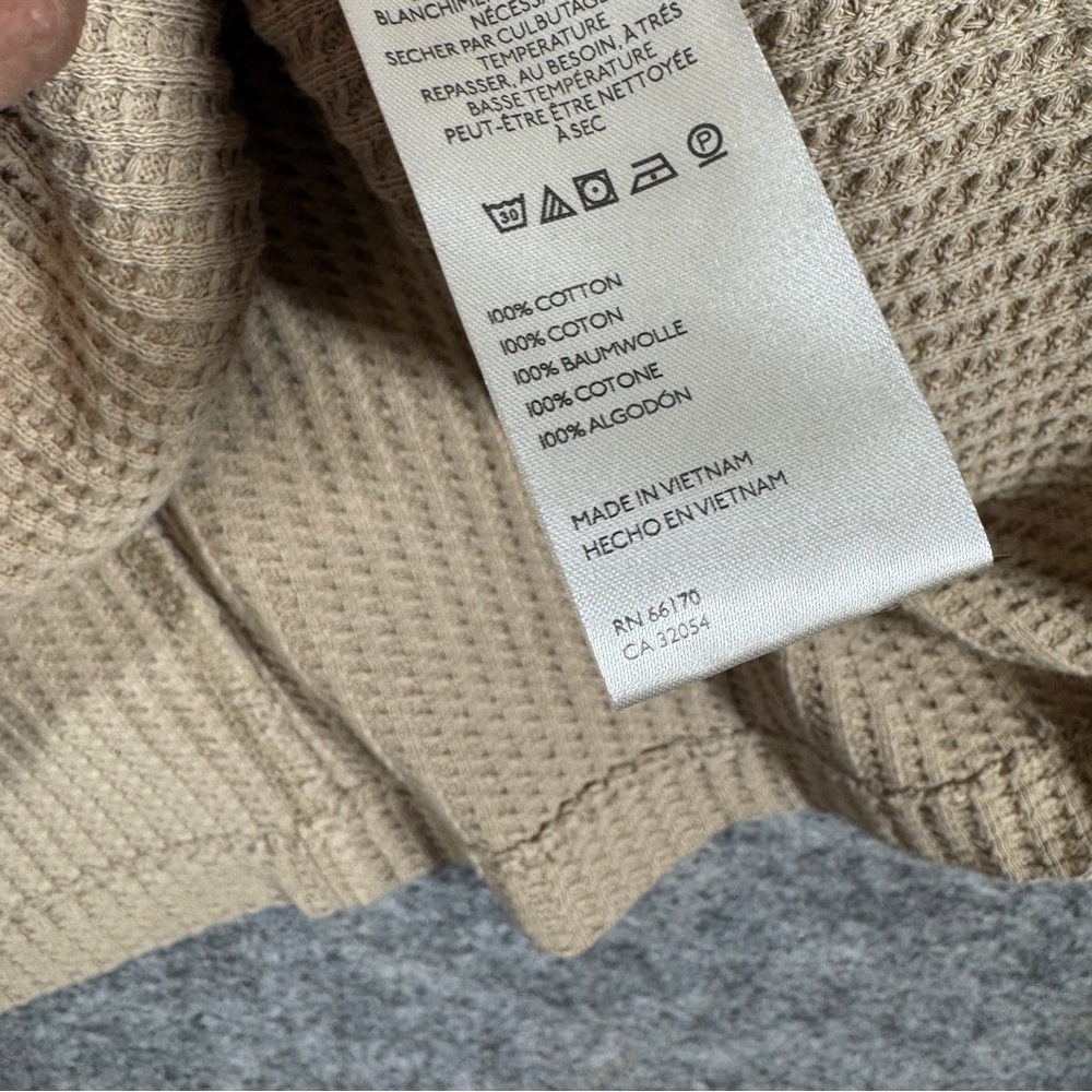 We The Free Tan Waffle Knit Long Sleeve Top Size S Casual Boho Layering - Picture 11 of 13